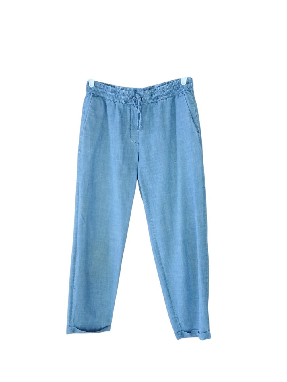 J. By J. Crew Chambray Blue Mid Rise Pull On Cotton Cropped Pants Size 6